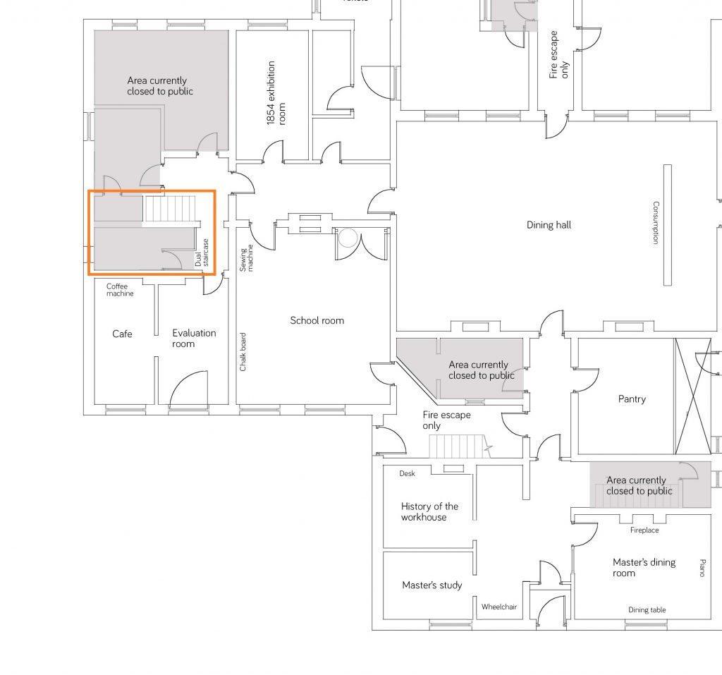 Floor plan of the Workhouse Museum main block