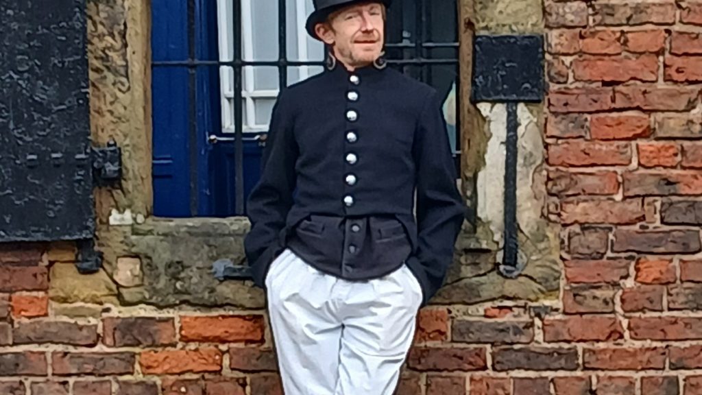 Actor Mark Cronfield dressed as Constable Sweeting