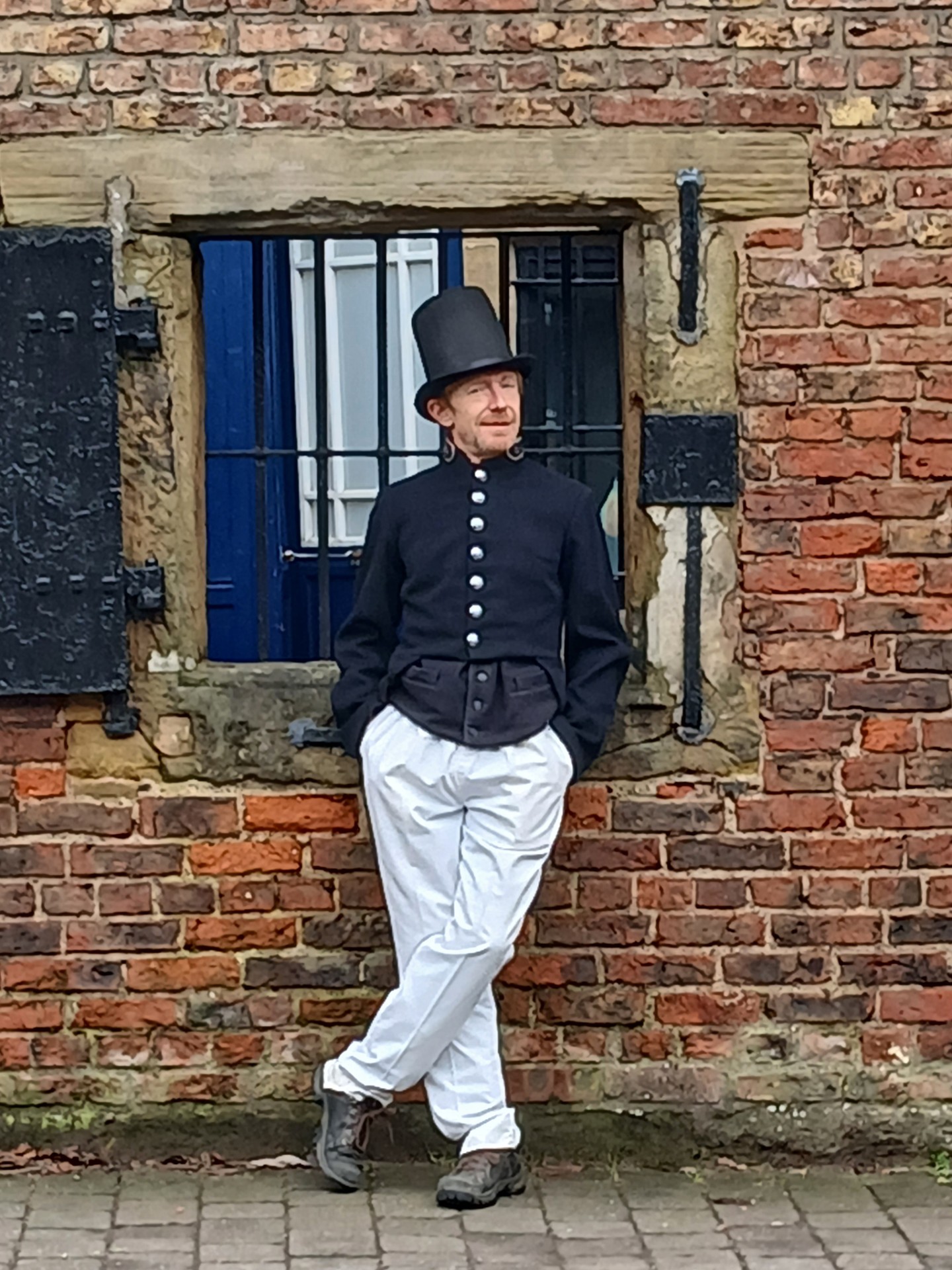 Actor Mark Cronfield dressed as Constable Sweeting