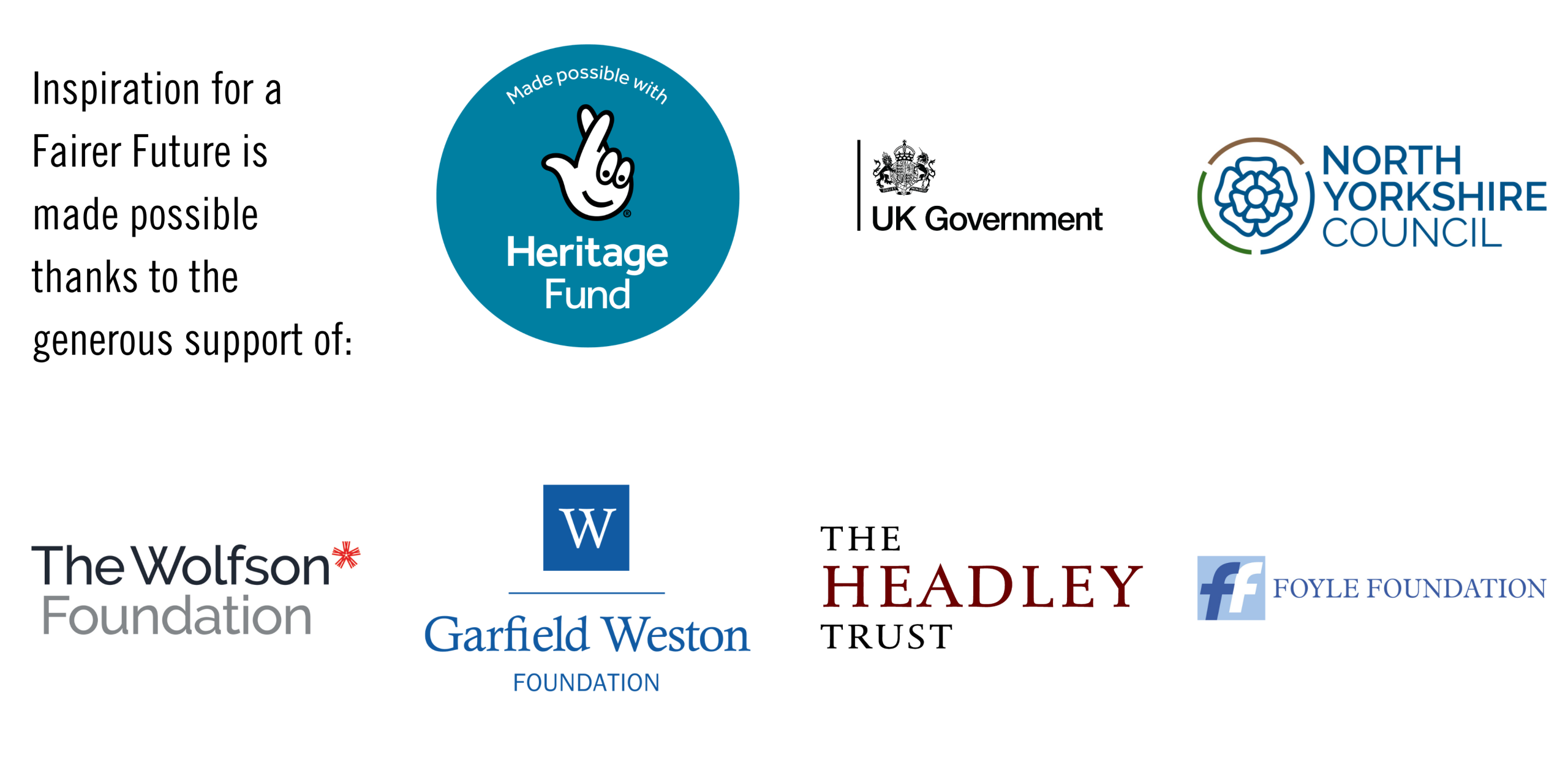 Logos for the fairer futures funders
